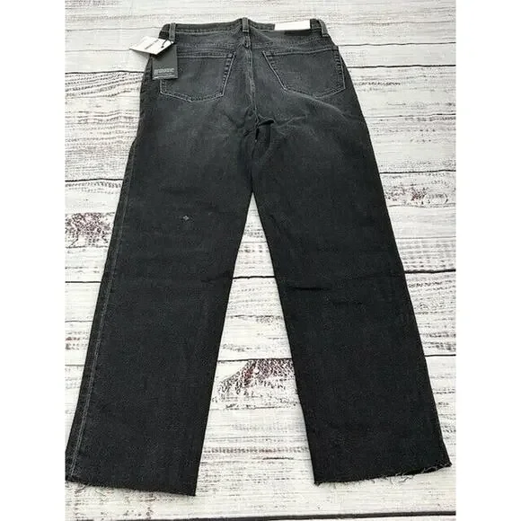 RE/DONE Womens 70s Stove Pipe Straight Leg Jeans Raw Hem Denim Black Size 29 NWT Straight Leg